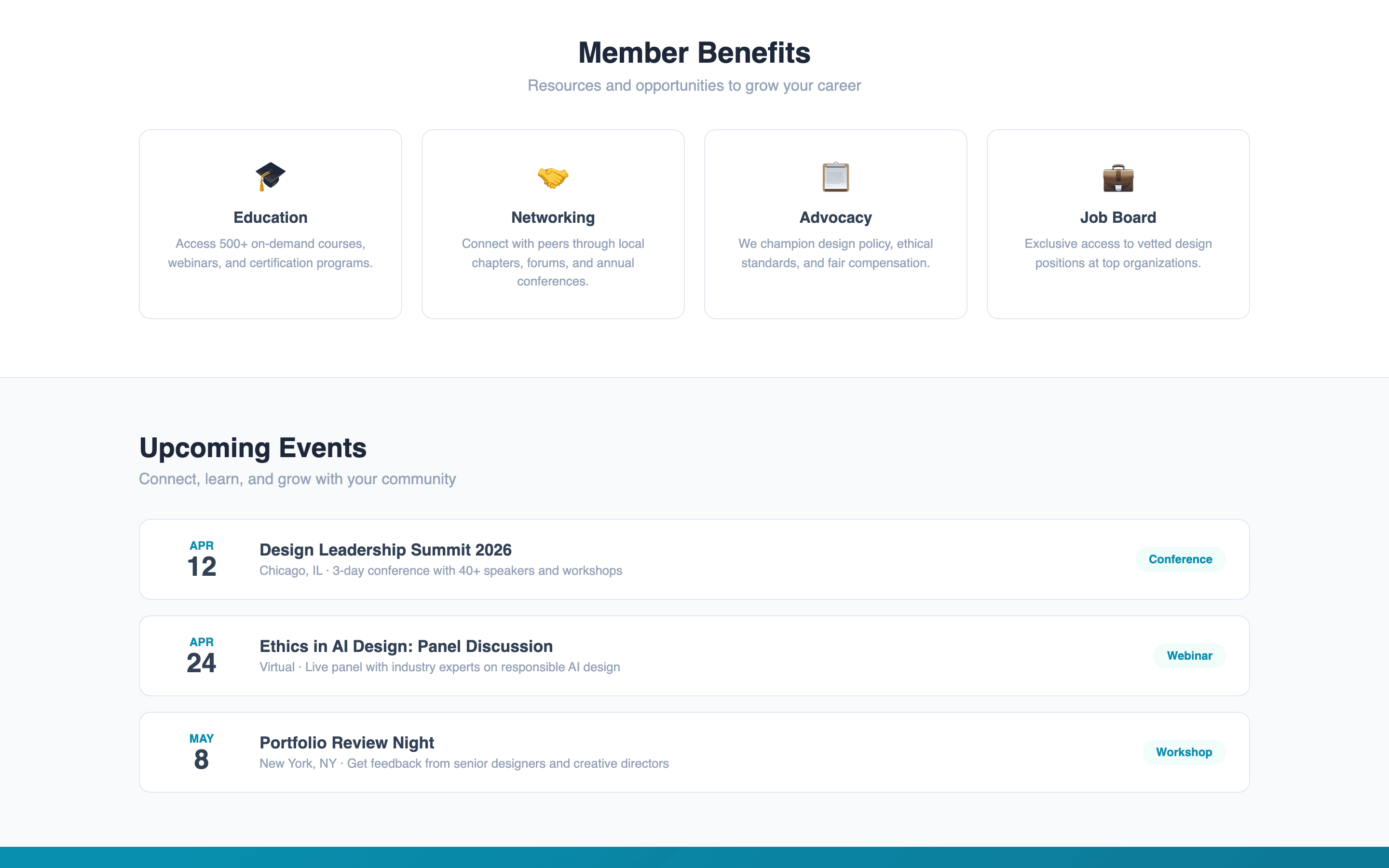 Membership benefits page with tiers and comparison table