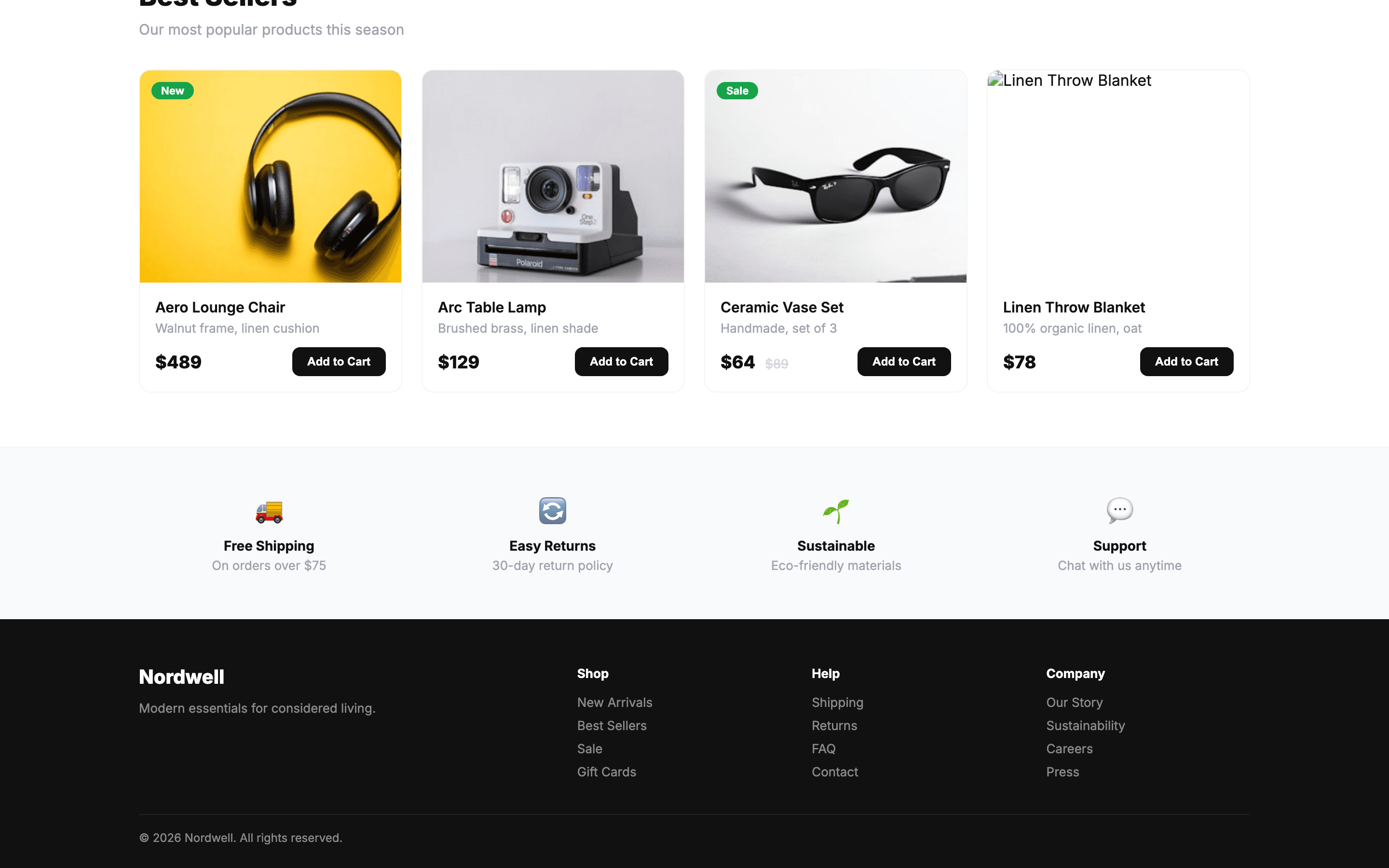 Shipping and returns information page with policy details